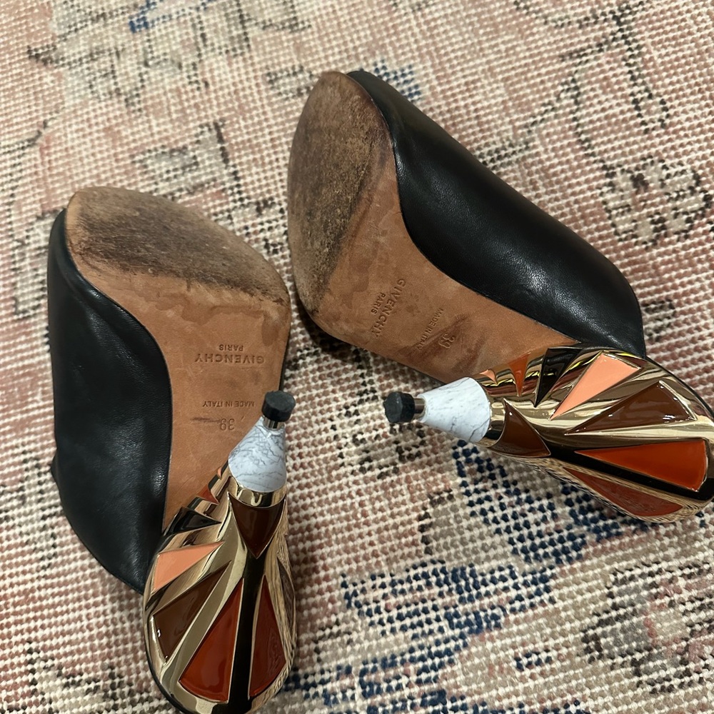 Givenchy Black and Gold Heels with Unique Design